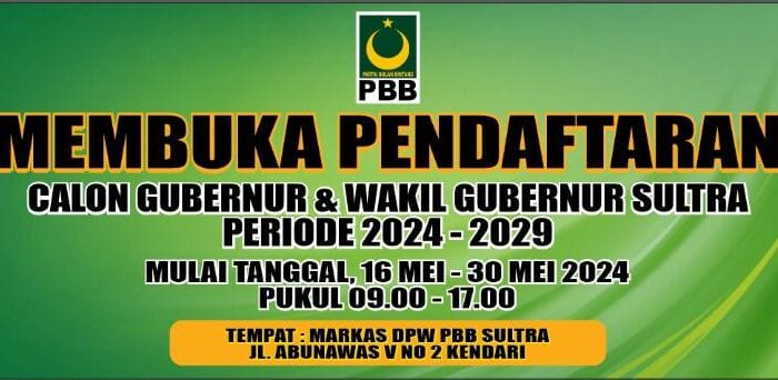 PBB Sultra Buka Pendaftaran Calon Gubernur dan Wakil Gubernur