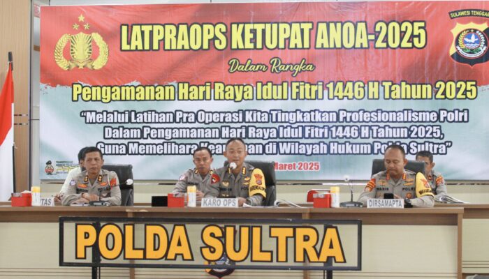 Polda Sultra Gelar Latpraops Ketupat Anoa-2025 untuk Pengamanan Idulfitri 1446 H