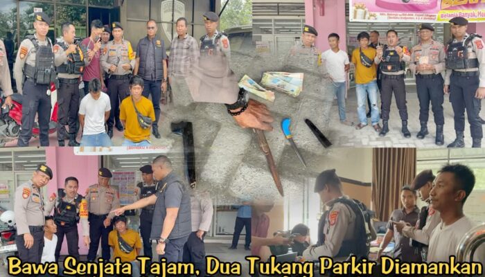 Bawa Senjata Tajam, Dua Tukang Parkir Diamankan Personel Satgas Preventif Ops Pekat Anoa