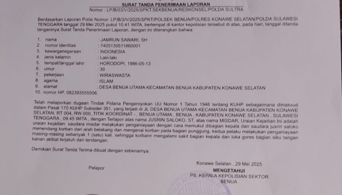 Wartawan di Konsel Dikeroyok Saat Rapat Desa, Anak Kades Diduga Sebagai Pelaku