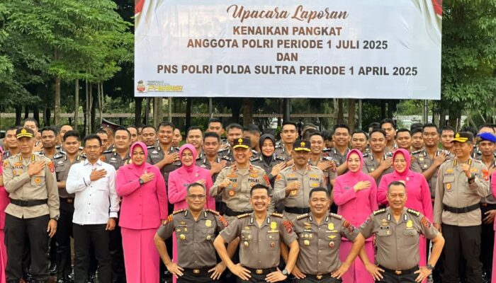 629 Personel Polda Sultra Naik Pangkat Jelang Hari Bhayangkara ke-79