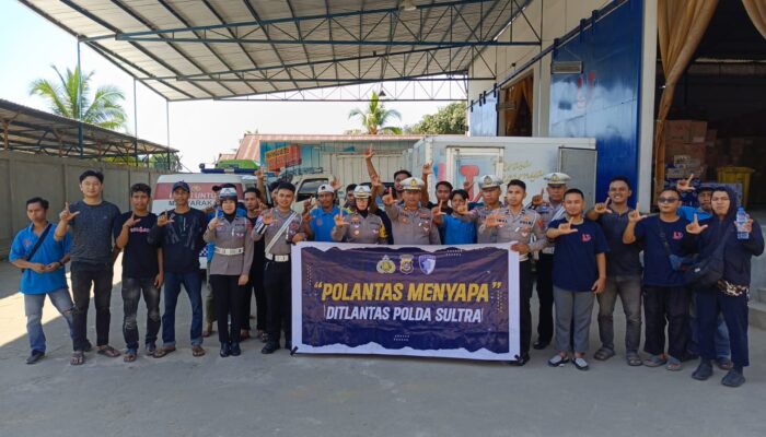Ditlantas Polda Sultra Gelar “Polantas Menyapa” di PT Tirta Logam Tunggal, Sasar Pengemudi Logistik