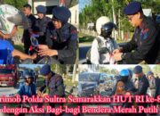 Brimob Polda Sultra Semarakkan HUT RI ke-80 dengan Aksi Bagi-bagi Bendera Merah Putih