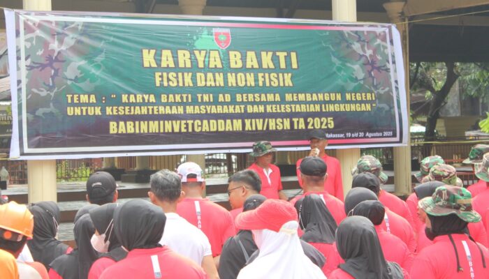 TNI Gelar Karya Bakti di Monumen 40.000 Jiwa Makassar, Libatkan 160 Personel dan Berbagai Elemen Masyarakat