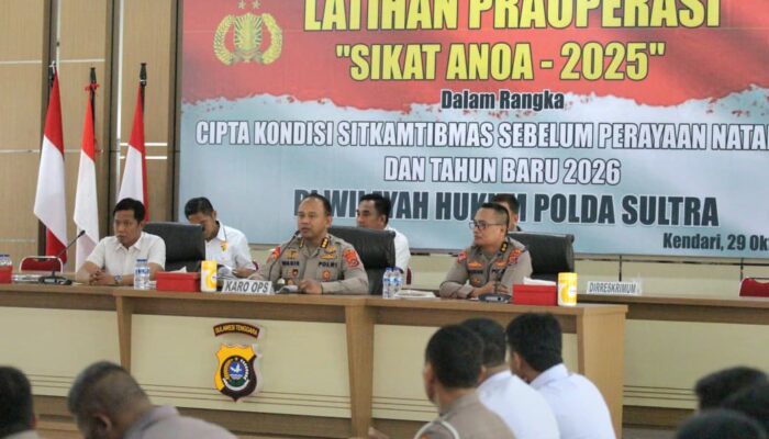 Polda Sultra Gelar Latihan Praoperasi “Sikat Anoa 2025”, Siap Amankan Natal dan Tahun Baru
