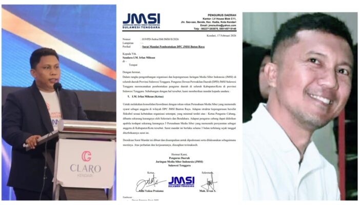 LM Irfan Mihzan Terima Mandat Ketua Pengcab Jaringan Media Siber Indonesia Buton Raya