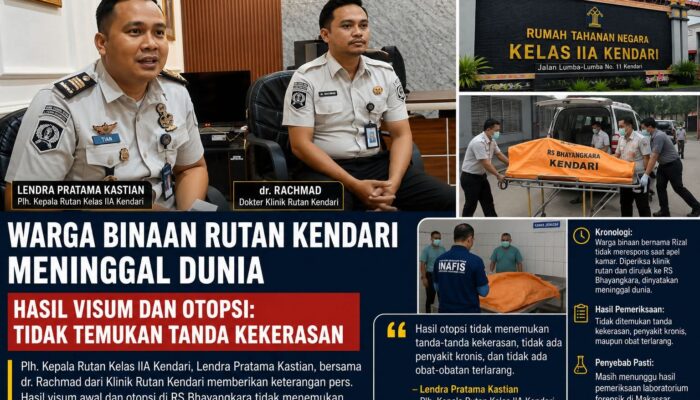 Warga Binaan Rutan Kendari Meninggal Dunia, Hasil Visum dan Otopsi Tidak Temukan Tanda Kekerasan