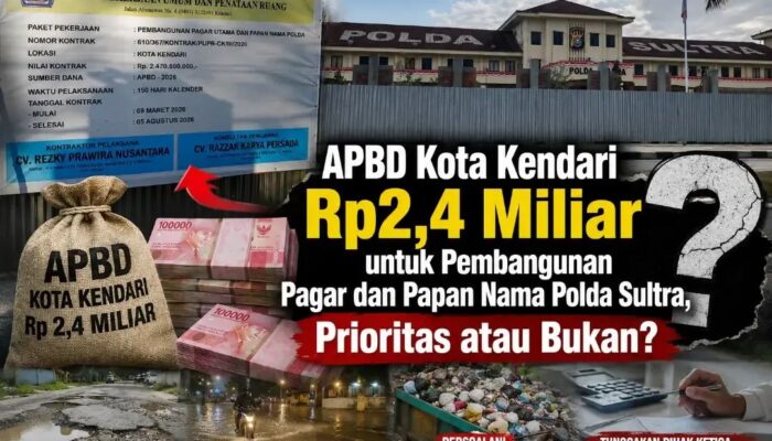 APBD Kota Kendari Rp2,4 Miliar untuk Pembangunan Pagar dan Papan Nama Polda Sultra, Prioritas atau Bukan?