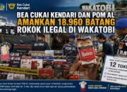 Bea Cukai Kendari dan POM AL Amankan 18.960 Batang Rokok Ilegal di Wakatobi