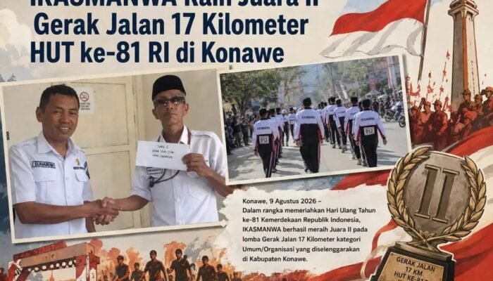 IKASMANWA Raih Juara II Gerak Jalan 17 Kilometer HUT ke-81 RI di Konawe