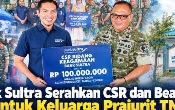 Bank Sultra Serahkan CSR dan Beasiswa untuk Keluarga Prajurit TNI Jelang HUT ke-81 TNI