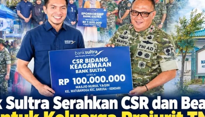 Bank Sultra Serahkan CSR dan Beasiswa untuk Keluarga Prajurit TNI Jelang HUT ke-81 TNI