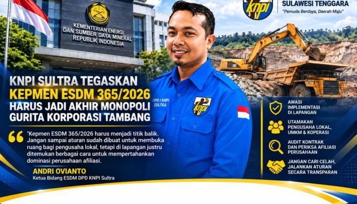 Kawal Kepmen ESDM 365/2026, KNPI Sultra Dorong Pengusaha Lokal Dapat Ruang di Jasa Pertambangan