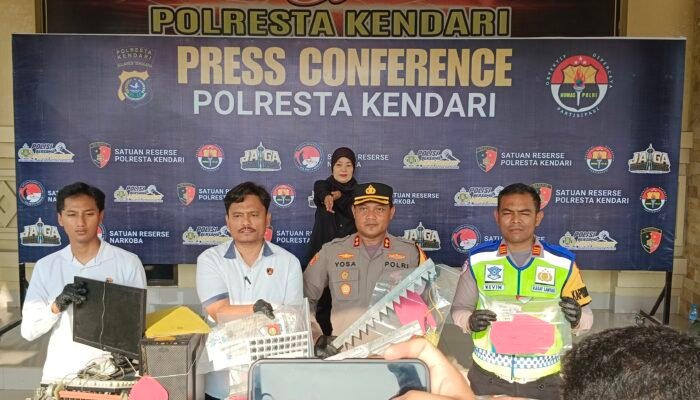 Polresta Kendari Amankan 65 Pelajar Diduga Hendak Tawuran, Sejumlah Benda Berbahaya Disita